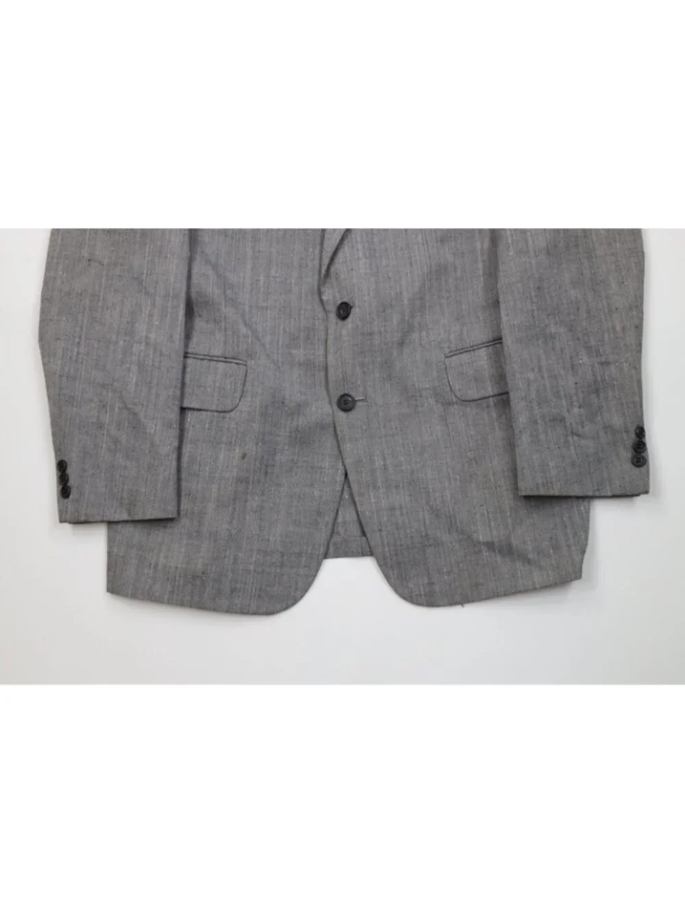Vintage 70s 80s Mens 44L 2 Piece Atomic Fleck Suit Wedding Wide Leg 36x31 Gray
